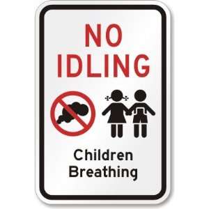 No Idling. Children Breathing (with graphic) Diamond Grade Sign, 24 x 