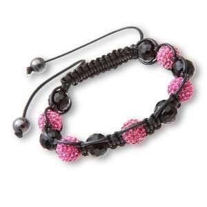  Idolise Bracelet Dark Pink Sparkly Black Faceted Beads 