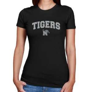   Memphis Tigers Ladies Black Logo Arch Slim Fit T Shirt Sports
