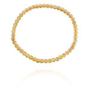  4mm Round Inclusion Citrine Bead Bracelet, 7.25 Jewelry