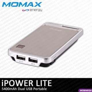 Momax iPower Lite 5400mAh Battery Dual USB Portable Charger Power Bank 