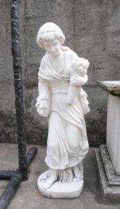 Italian Marble Hand Carved Maiden Garden Statue  