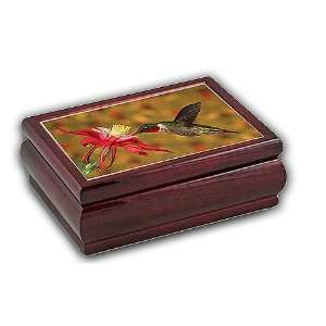  Beautiful Large Hummingbird Music Jewelry Box with 18 Note 