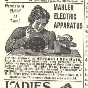 1899 ad sm b mahler electric apparatus remove hair  