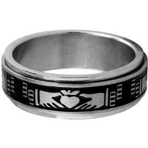  Inox Jewelry 316L Stainless Steel Claddagh Spin Ring 