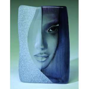 Mazzai Black Etched Crystal Masq Sculpture by Mats Jonasson  