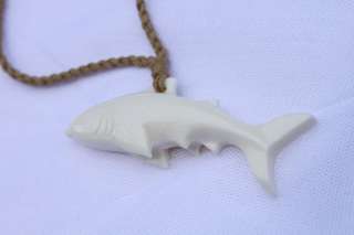 Hawaiian Jewelry Shark Pendant Bone Carved Necklace  