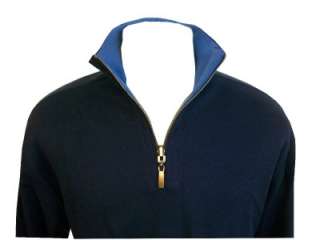 IZOD Mens 1/4 Zip Up Reversible Pullover Shirt Navy and Light Blue in 