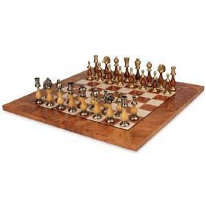  Grande Persian Staunton Brass & Wood Chess Set with Elm 