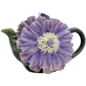 Porcelain Flower Teapot   Blue Aster 