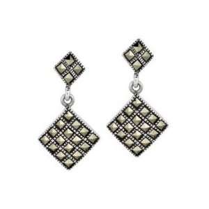  Marcasite and Sterling Silver Post Earrings Italy 