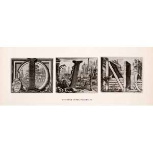  1952 Print Initial Letter Roman Italian Architecture Art 