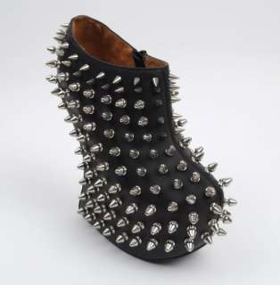 JEFFREY CAMPBELL New NIB SHADOW SPIKE STUD BLACK Leather Ankle Boots 