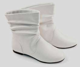 New Womens Slouchy Slip on Ankle Flat Heel Booties Boots White Pink 