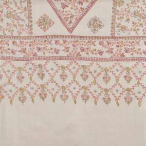   Floral Embroidered Cream Pashmina shawl with Traditional Jali Work