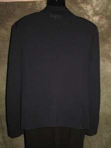 St John navy blue knit suit jacket blazer size 10 12  