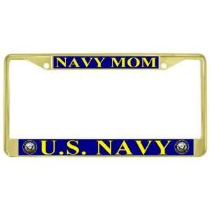  US Navy Mom Chrome Gold Tone Metal License Plate Frame 