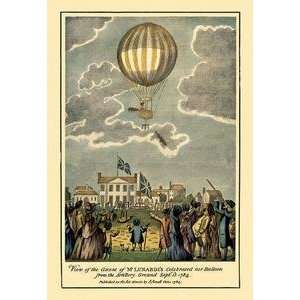 30 x 20 Canvas. Ascent of Lunardis Balloon   Graphic representaion of 
