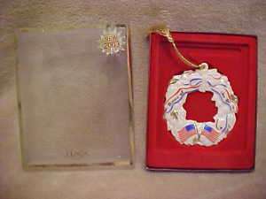 LENOX HOME OF THE BRAVE ORNAMENT MIB 2003 FLAGS WREATH  