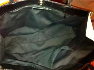   Levenger Bag Glazed Leather Handbag Purse Black Shoulder Tote  