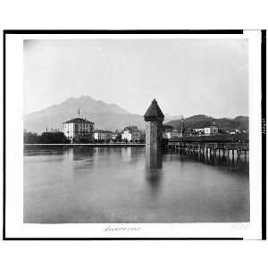  Lucerne, Kappellbrucke and Wasserturm,1860s,bridges