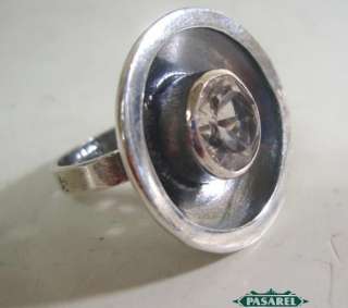 Fine Vintage Sterling Silver CZ Ring Israel 1980s  