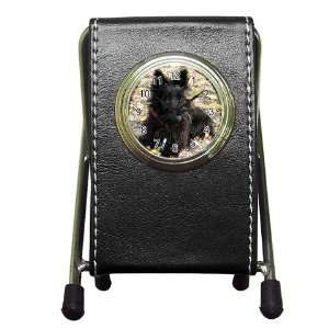  Scottish Terrier Puppy Dog 2 Pen Holder Desk Clock X0763 