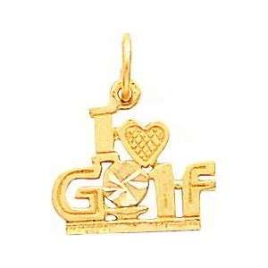  14K Gold I Love Golf Charm Jewelry