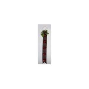 36 Red Jingle Bell Brown Belt Strap Door Hanging Christmas Decor 