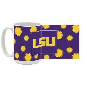 Louisiana State University University 15 oz Ceramic Coffee Mug   Polka 