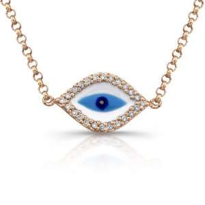   Gold Diamond Enamel Evil Eye Bracelet (1/8cttw, JK, I2 I3) Jewelry