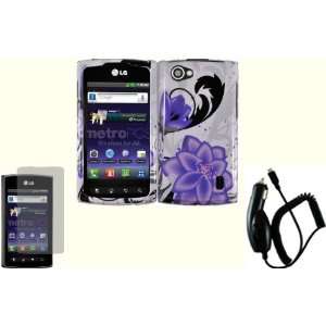  Violet Lily Design Hard Case Cover+LCD Screen Protector 