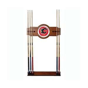 NHL Calgary Flames 2 piece Wood and Mirror Wall Cue Rack 