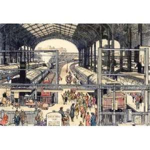 Liverpool Street Station Etching Josset, Lawrence Topographical 