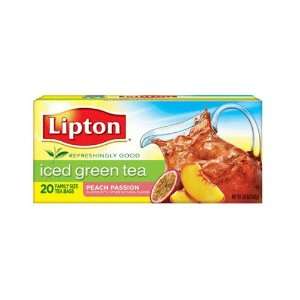 Lipton Family Size Tea Bags Iced Green Tea, Peach Passion, 20 Count 