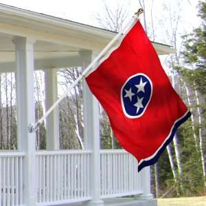 Tennessee 3x5 foot Tornado porch flag kit   white anti furl pole 