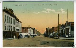 1910 Postcard Main Street East from 7th Keokuk Iowa  