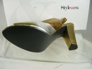 Style & Co Kharma Slingback Open Toe Metallic Heels Shoes Bronze 