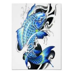  Cool Japanese BLue Koi Fish Poster