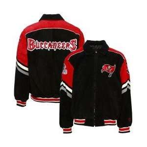  Tampa Bay Buccaneers Black Suede Full Zip Varsity Jacket 
