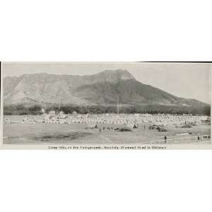 1899 Print Troop Camp Otis Kapiolani Park Diamond Head   Original 