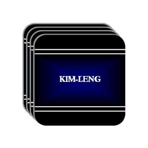 Personal Name Gift   KIM LENG Set of 4 Mini Mousepad Coasters (black 