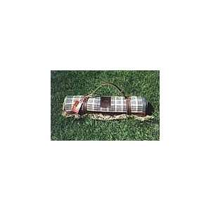   Green Tartan Plaid Tailgate Blanket with Leather Harness