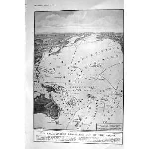  1921 LEAGUE NATIONS MAP PACIFIC OCEAN DOMINION SKI ING 