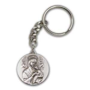  Antique Silver Our Lady of Perpetual Health Keychain 
