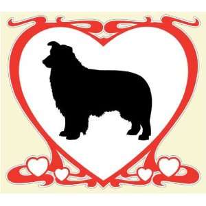  Heart Shaped Decal with silhouette of a BORDER COLLIE 