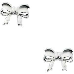   White Gold 07.50X09.00 mm Childrens Bow Earring CleverEve Jewelry
