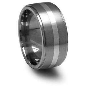  10mm Titanium Band with Sterling Silver Center Stripe 