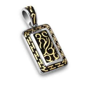  316L Stainless Steel Gold IP Tribal Symbol Tag Pendant 