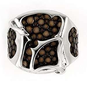   Silver Unisex Mocha Stingray Leather Ring SeaofDiamonds Jewelry